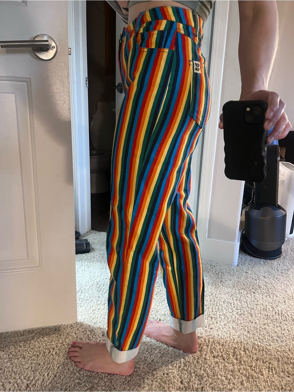 Lucy & Yak Multicolor Rainbow Stripe Straight Leg Pants